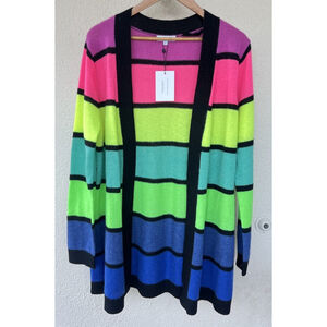 Scott & Scott London Multicolor Cashmere Open Front Sweater Retro Bold Size XL